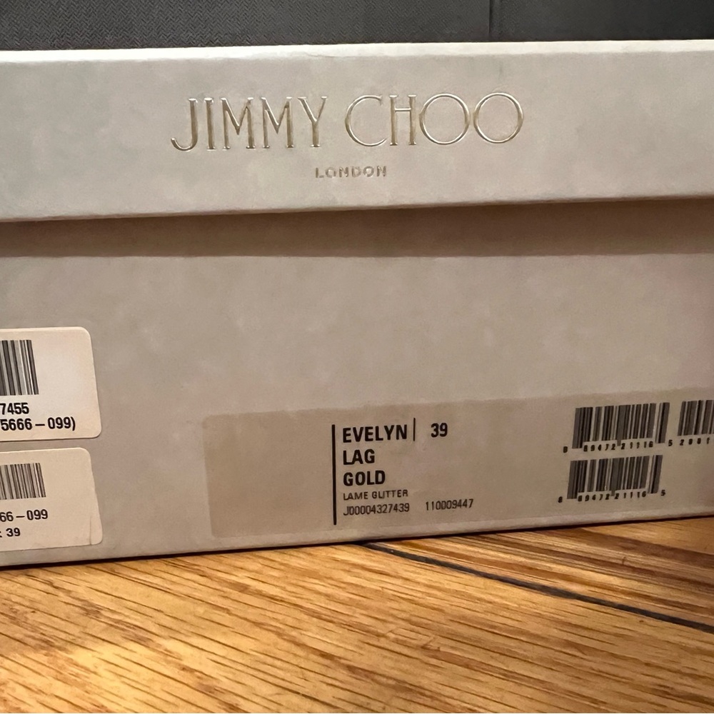 Jimmy Choo Glittering Gold Peep Toe Heels - Picture 3 of 3
